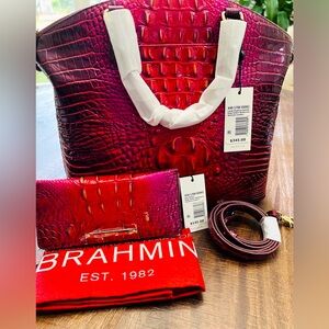 Brahmin 40 Year Anniversary RUBY OMBRE LARGE DUXBURY + ADY WALLET NWT RETAIL 490